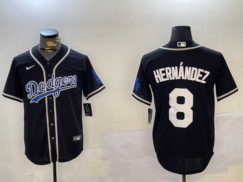 Men%27s Los Angeles Dodgers #8 Enrique Hernandez Black Cool Base Stitched Jersey->los angeles dodgers->MLB Jersey